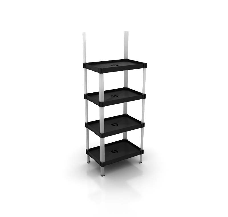 EXHIBIDOR MODULAR PARA PRODUCTOS 40*60 CMS PAYLOADER SISTEMA ENSAMBLE BANDEJA NEGRA